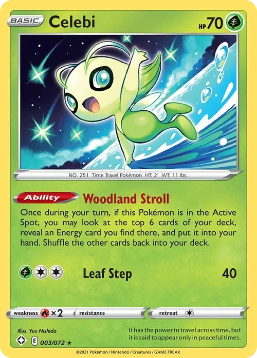 Celebi 3 Pokemon card from Shining Fates set