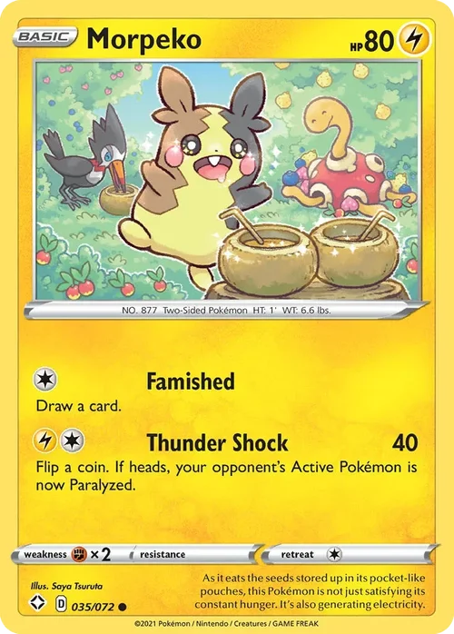Morpeko 35 Pokemon card from Shining Fates set