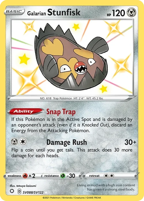 Galarian Stunfisk SV088 Pokemon card from Shining Fates set