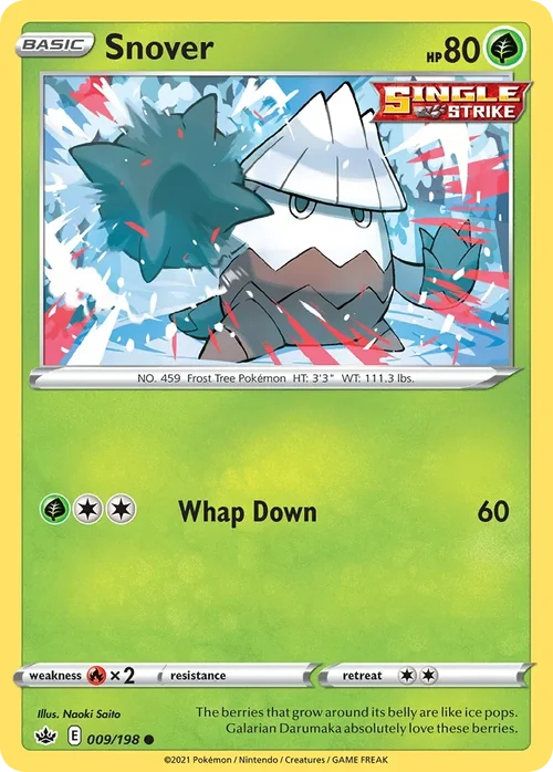 Snover 9 Pokemon card from Chilling Reign set