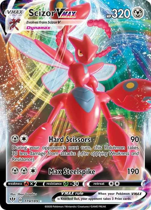 Scizor VMAX 119 Pokemon card from Darkness Ablaze set