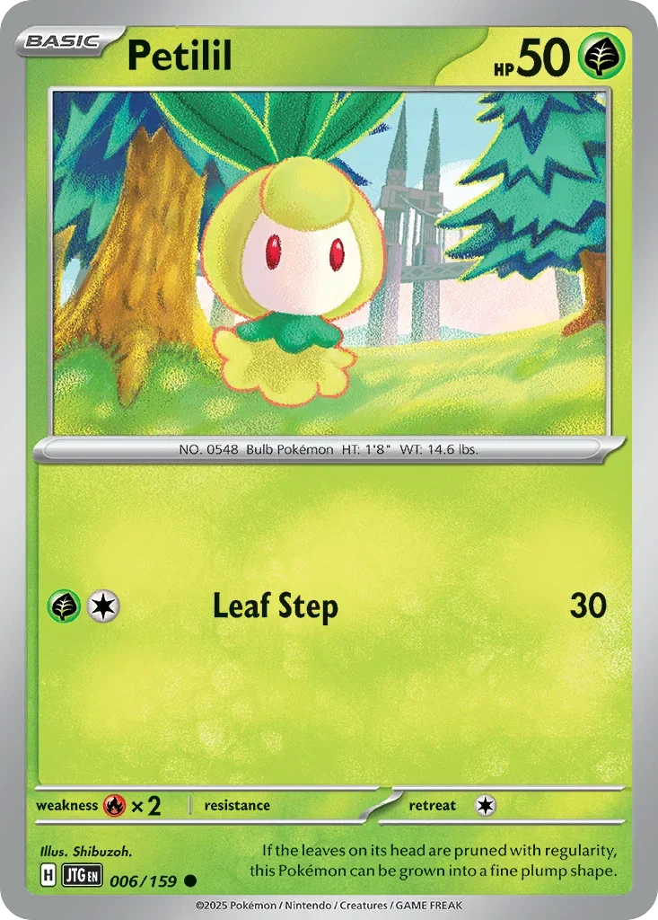 Petilil 6 Pokémon card from JTG set