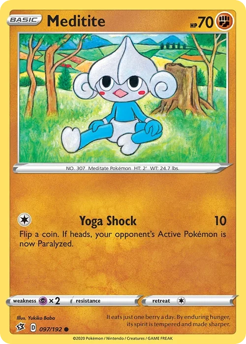 Meditite 97 Pokemon card from Rebel Clash set