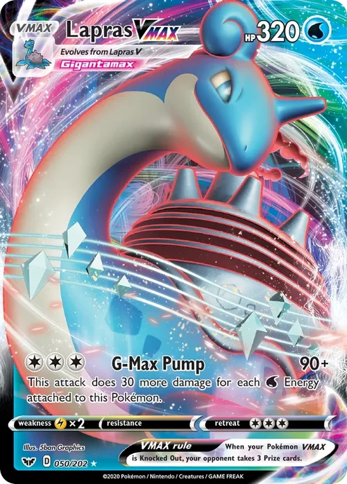 Lapras VMAX 50 Pokemon card from Sword & Shield set