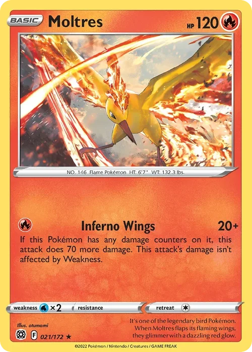 Moltres 021 Pokemon card from Brilliant Stars set