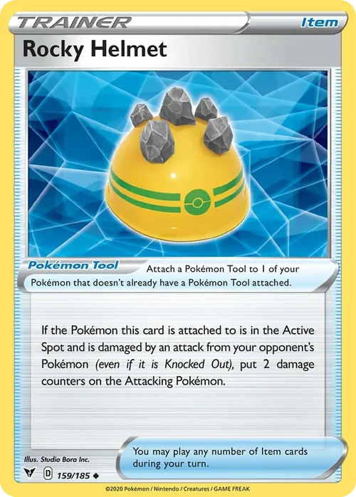 Rocky Helmet 159 Pokemon card from Vivid Voltage set