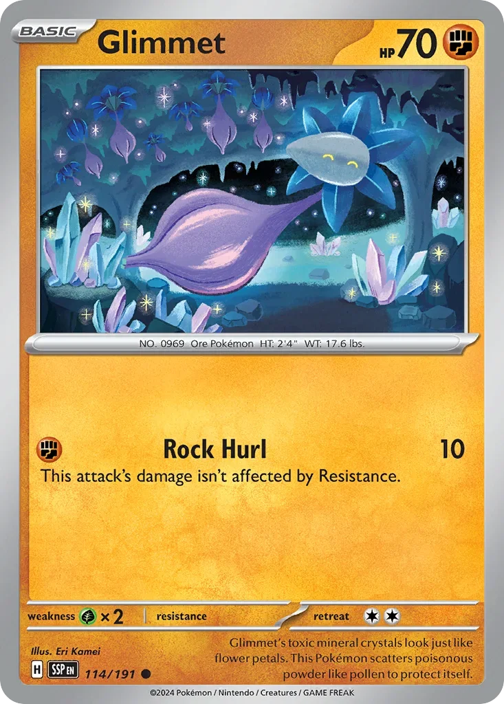 Glimmet 114/167 Pokemon card from Surging Sparks set