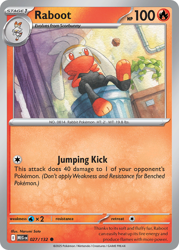 Raboot 27 Pokemon card from Mega Evolution set
