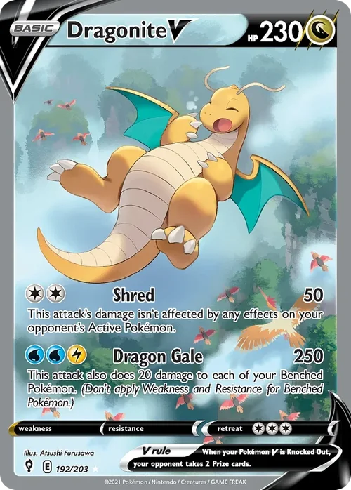 Dragonite V 192 Pokemon card from Evolving Skies set