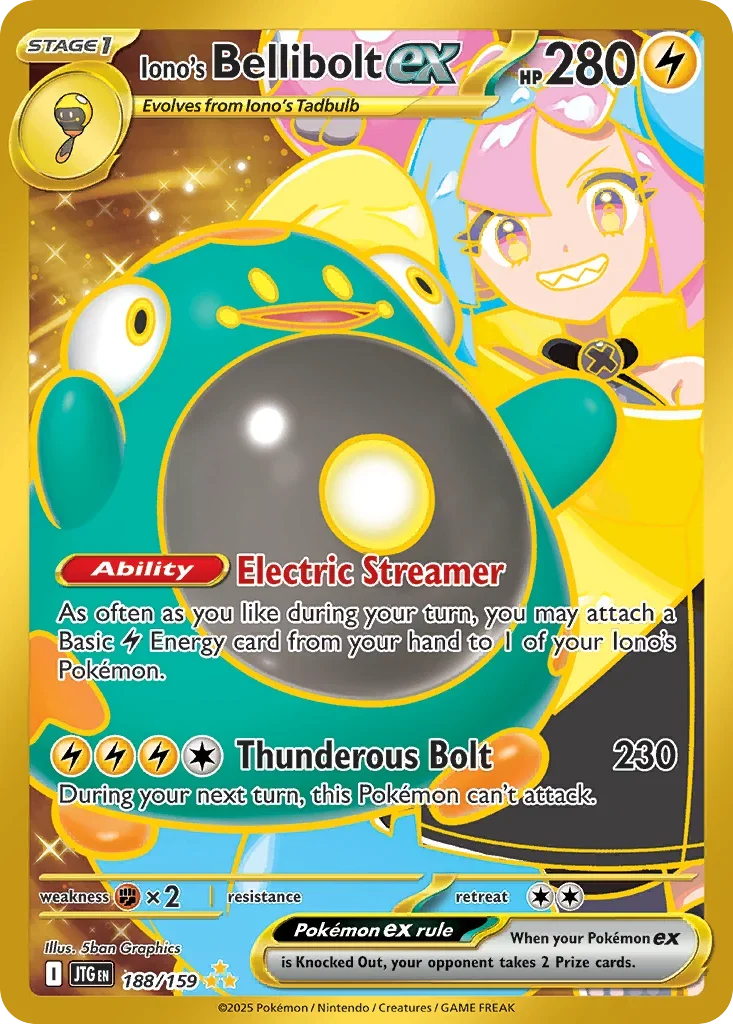 Iono's Bellibolt ex 188 Pokémon card from JTG set