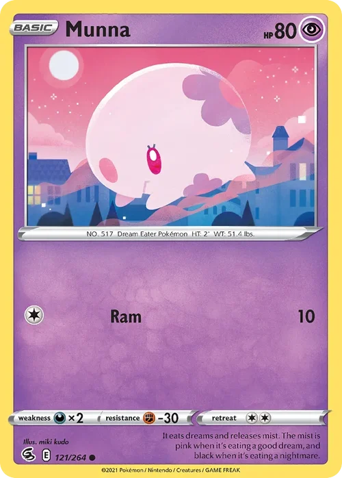 Munna 121 Pokemon card from Fusion Strike set