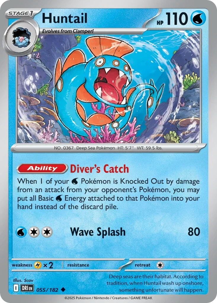 Huntail 55 Pokemon card from Destined Rivals set