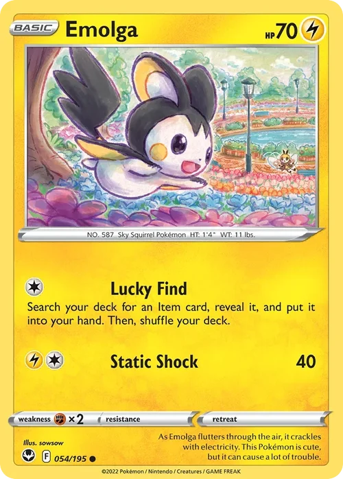 Emolga 54 Pokemon card from Silver Tempest set