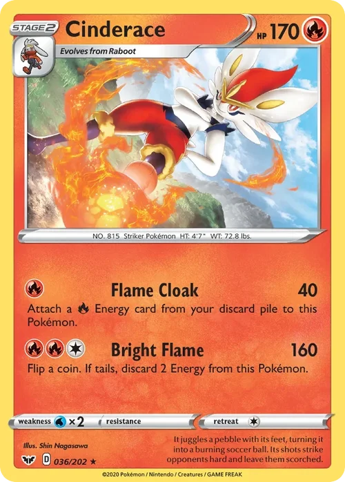 Cinderace 36 Pokemon card from Sword & Shield set