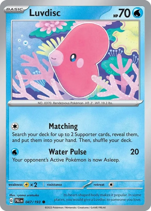 Luvdisc 47 Pokemon card from Paldea Evolved set