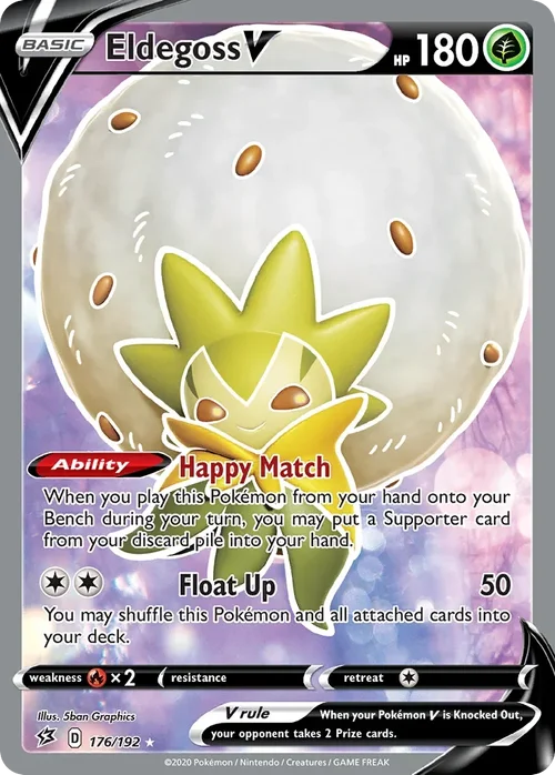 Eldegoss V 176 Pokemon card from Rebel Clash set