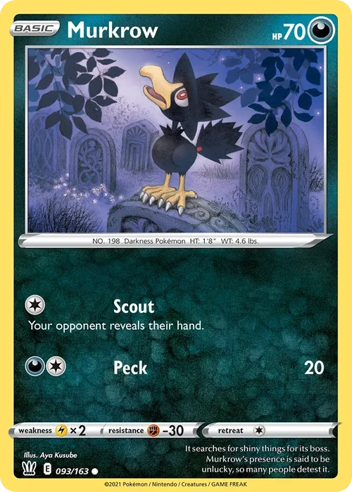 Murkrow 93 Pokemon card from Battle Styles set