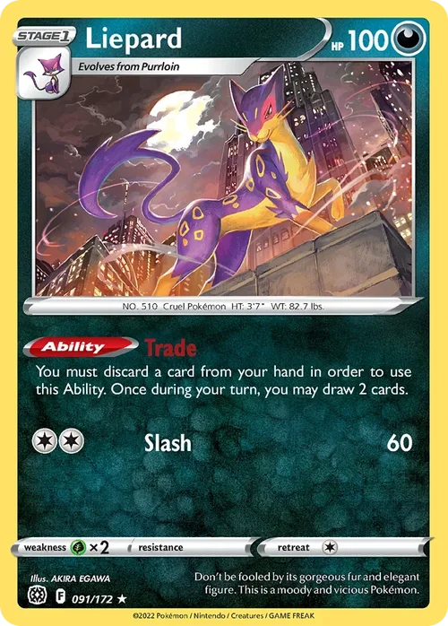 Liepard 091 Pokemon card from Brilliant Stars set