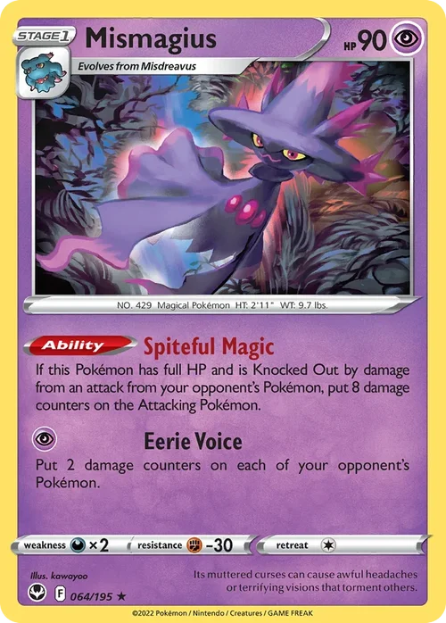 Mismagius 64 Pokemon card from Silver Tempest set
