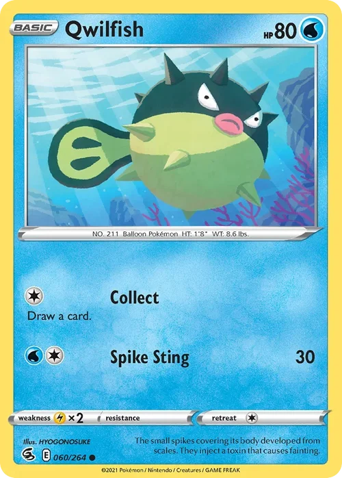 Qwilfish 60 Pokemon card from Fusion Strike set