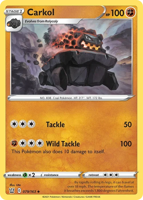 Carkol 79 Pokemon card from Battle Styles set