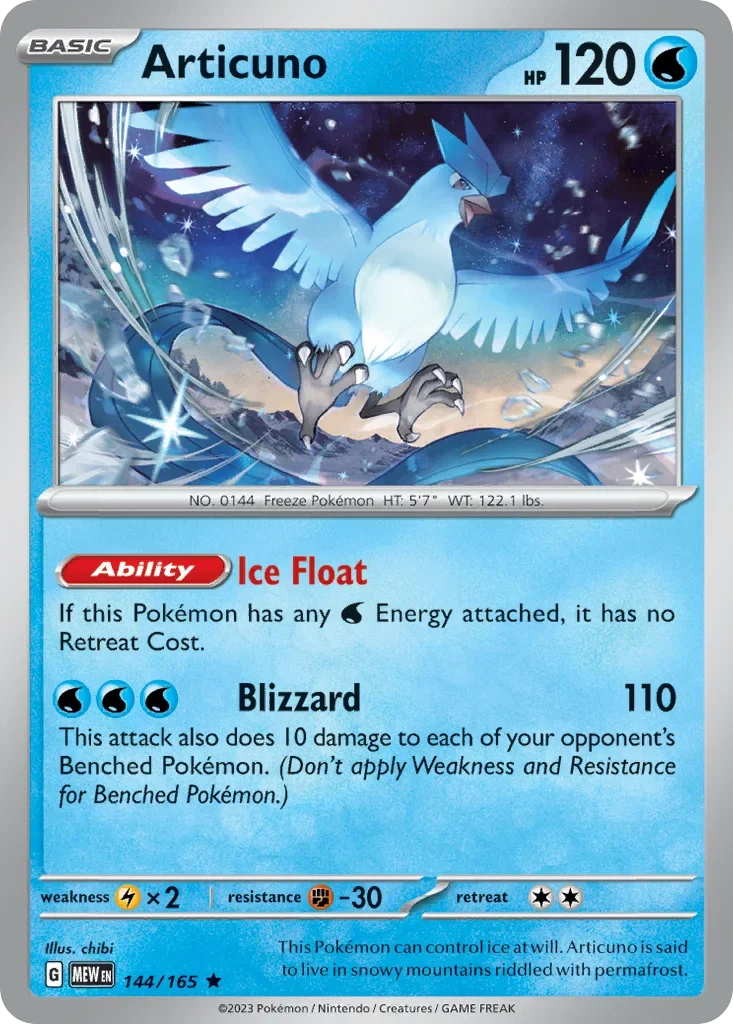Articuno 144 Pokémon card