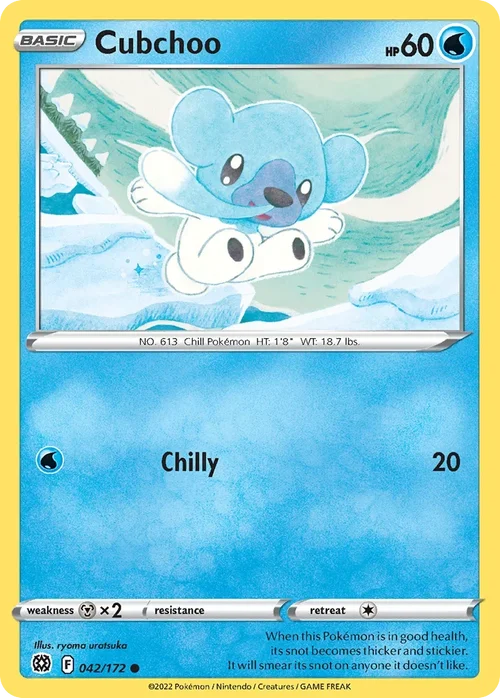Cubchoo 042 Pokemon card from Brilliant Stars set