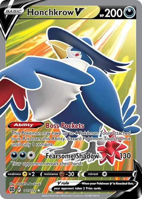 Honchkrow V 161 Pokemon card from Brilliant Stars set