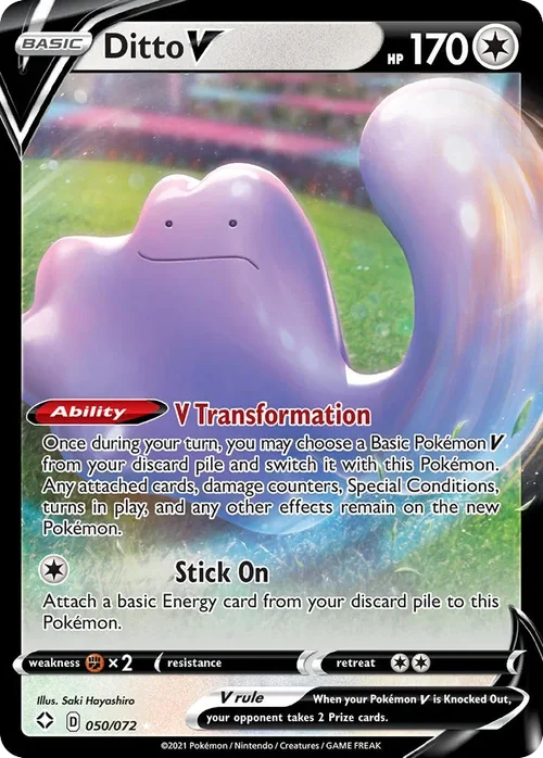 Ditto V 50 Pokemon card from Shining Fates set