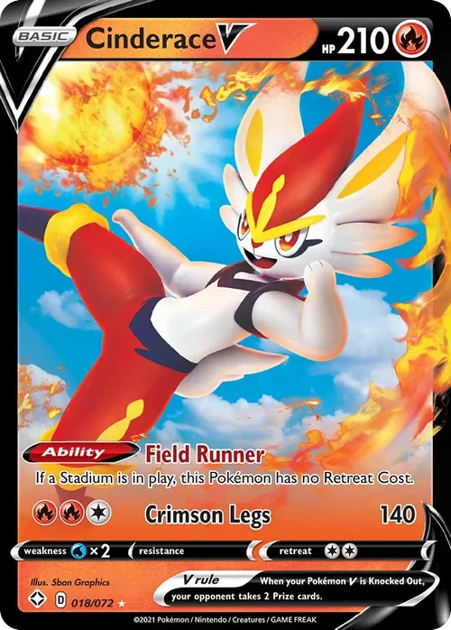 Cinderace V 18 Pokemon card from Shining Fates set