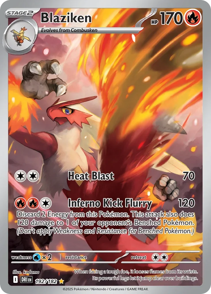 Blaziken 192 Pokemon card from Destined Rivals set