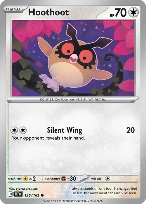 Hoothoot 126 Pokemon card from Temporal Forces set