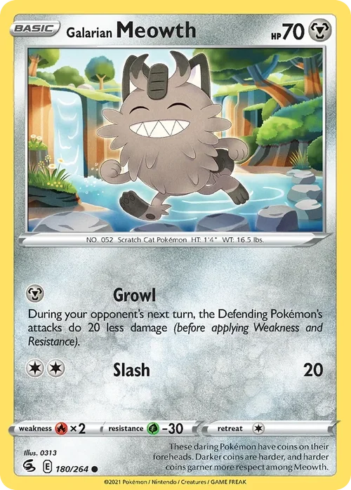 Galarian Meowth 180 Pokemon card from Fusion Strike set