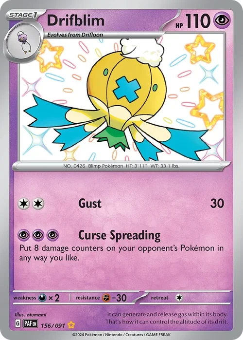 Drifblim 156 Pokemon card from Paldean Fates set