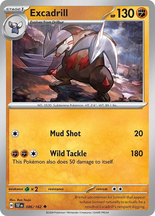 Excadrill 86 Pokemon card from Temporal Forces set