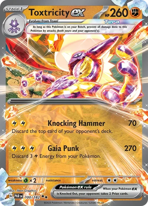 Toxtricity ex 100 Pokemon card from Paradox Rift set