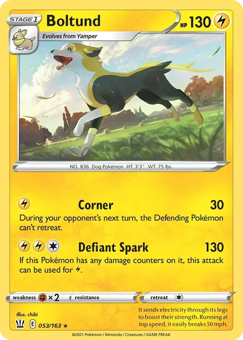 Boltund 53 Pokemon card from Battle Styles set