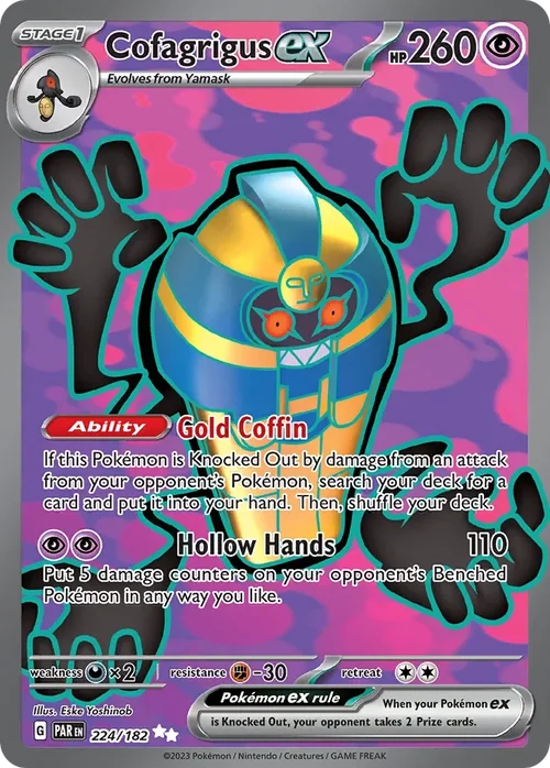 Cofagrigus ex 224 Pokemon card from Paradox Rift set