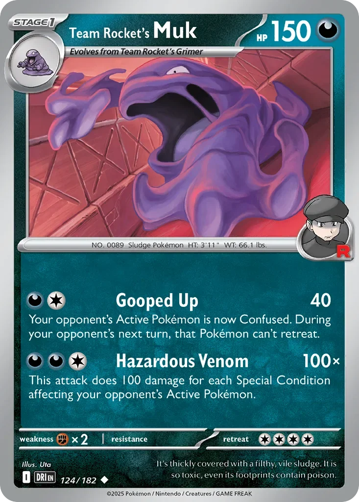 Team Rocket's Muk 124 Pokemon card from Destined Rivals set