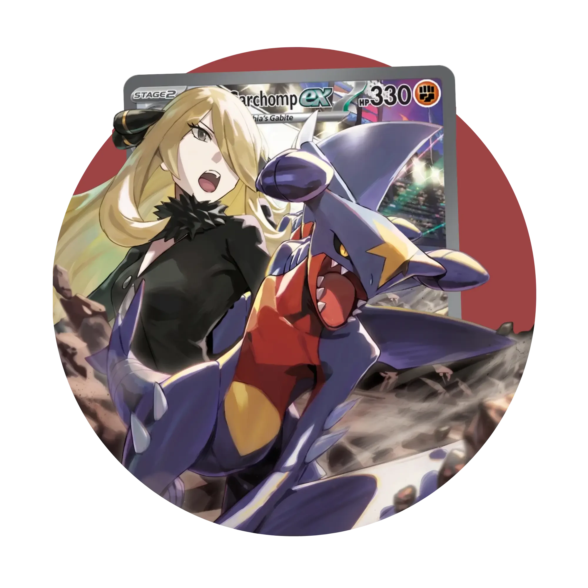 Garchomp and Cynthia battling
