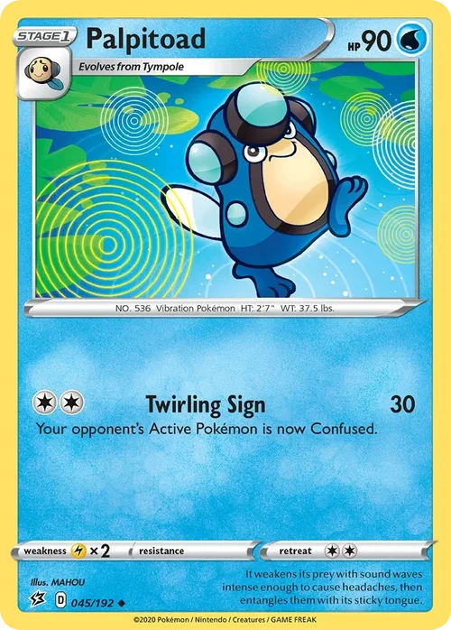 Palpitoad 45 Pokemon card from Rebel Clash set