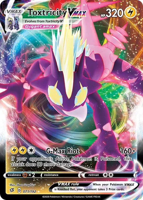 Toxtricity VMAX 71 Pokemon card from Rebel Clash set