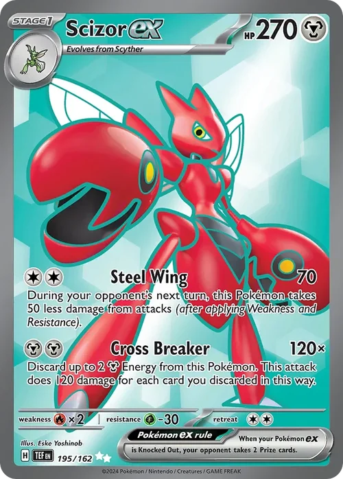Scizor ex 195 Pokemon card from Temporal Forces set