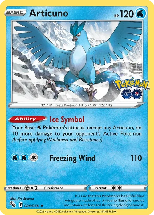 Articuno 24 Pokemon card from Pokemon GO set