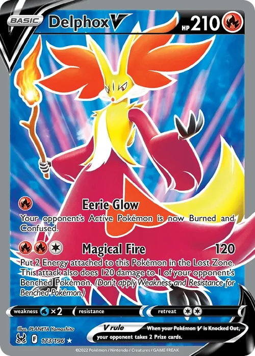 Delphox V 173 Pokemon card from Lost Origin set