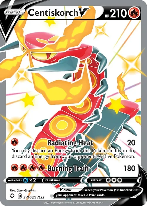 Centiskorch V SV108 Pokemon card from Shining Fates set