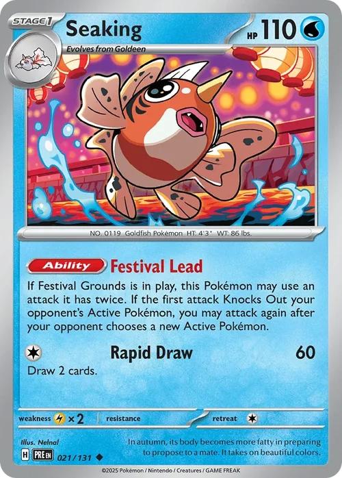 Seaking 21 Pokemon card from Prismatic Evolutions set