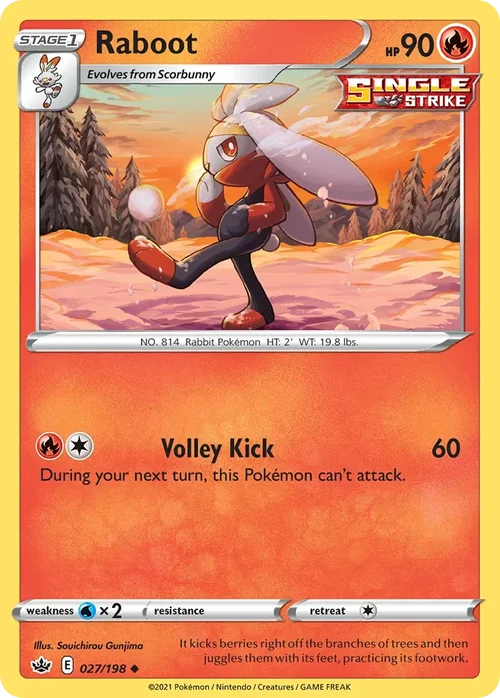 Raboot 27 Pokemon card from Chilling Reign set