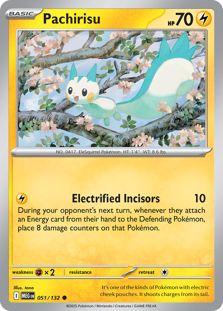 Pachirisu 51 Pokemon card from Mega Evolution set