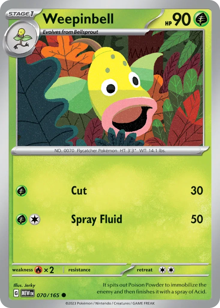 Weepinbell 070 Pokémon card